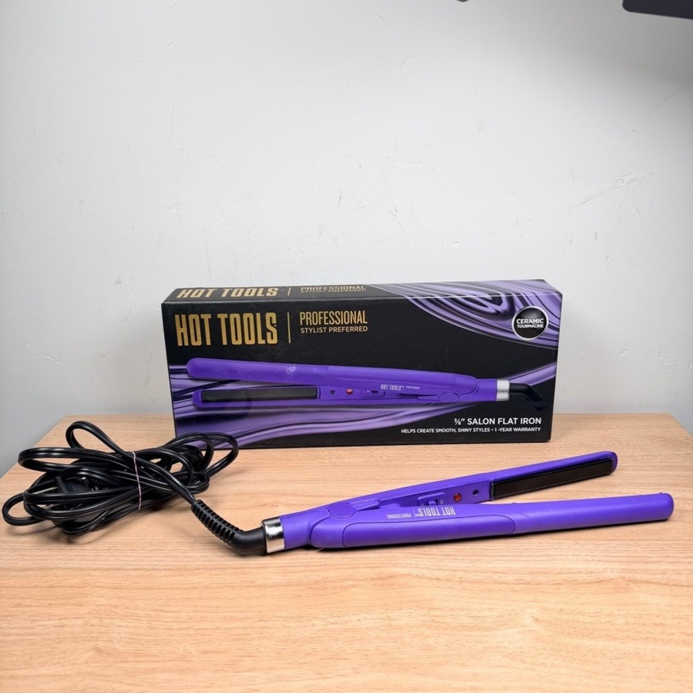 Hot Tools Professional 3/8" Salont Flat Iron Purple Ceramic Tourmaline Slim